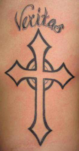 Looking for unique Khalil Rivera Tattoos?  Cross with Script tattoo